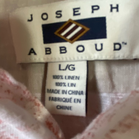 Joseph Abboud Mens Linen Coral Floral Summer Vacation Casual Shirt-Sz-L - Picture 9 of 14